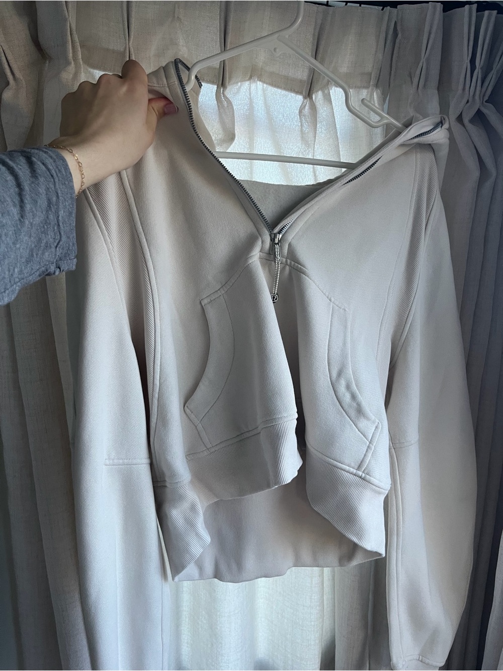 Lululemon White Opal Quarter Half Zip Scuba Hoodie